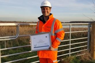  John Ingham with Wildlife Guardian certificate at Newington Quarry Notts WT cpt Janice Bradley