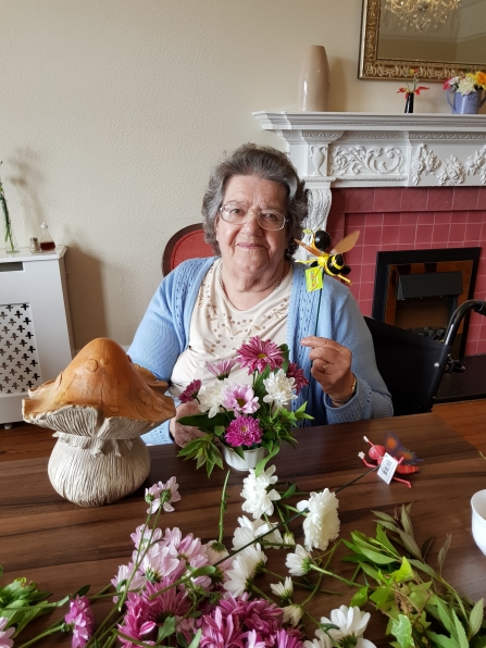 Dulcie and her fairy garden props Langwith Lodge Residential Home