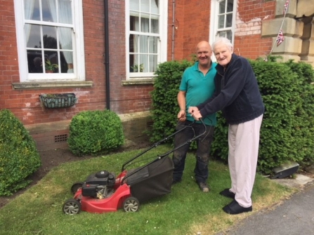 Andy the head gardener of Langwith Lodge Residential Home and resident Jack
