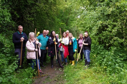 Langwith Lodge Residential Home staff taking part in conservation volunteering at Meden Trail