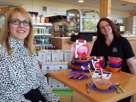Leysa Relf of Mayborn with Sandra Horner of NWT at Idle with Tommee Tippee cutlery