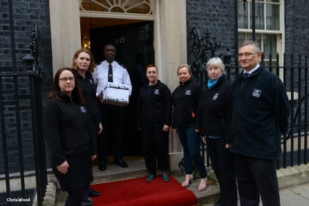 Handing over the letter to Downing Street