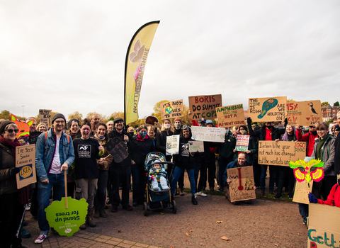 Staff and Volunteers from The Wildlife Trusts at the COP26 climate march in Nottingham.