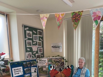Jane, with the display at the Meadows Butterfly Event.