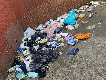 Piles of rubbish on the street