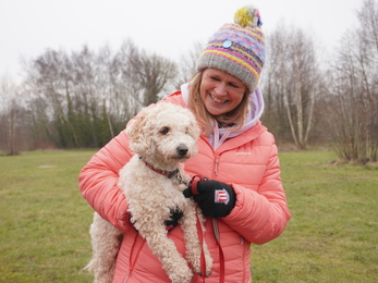 A woman and a dog