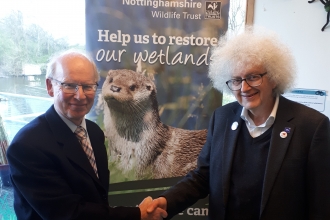 Sir Martyn Poliakoff and Ian Johnston at Attenborough Nature Reserve