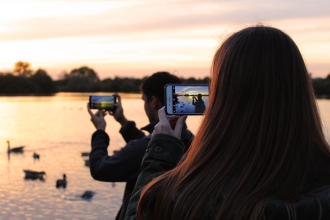 Mobile Phone sunset photography at Attenborough Nature Reserve