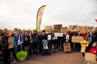 Staff and Volunteers from The Wildlife Trusts at the COP26 climate march in Nottingham.