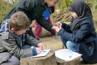 Pupils of Berridge School taking part in activities at the education wood at Attenborough