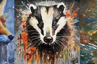 Paintings of a fox, badger and otter