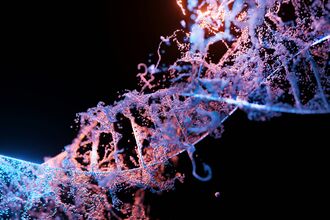 3D render of DNA helix strands