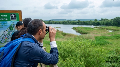 Bird watchers at Attenborough Nature Reserve
