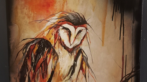 A painting of an owl