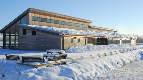 Idle Valley Visitor Centre in snow