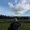 girl looking at countryside view 