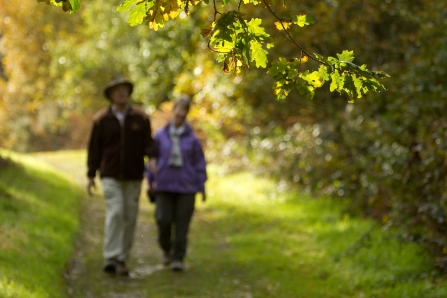 Life membership Couple walking down path through woodland cpt MatthewRoberts