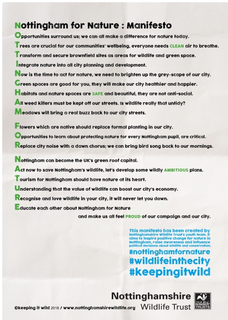 Nottingham for Nature manifesto poster FINAL