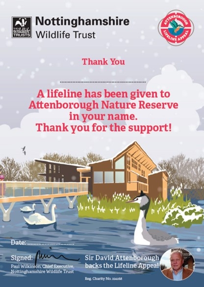 Attenborough Nature Reserve Lifeline Appeal gift certificate image