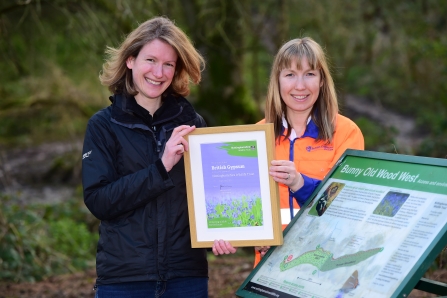 Ruth Grice with Jennifer Saunders of British Gypsum, certificate presentation