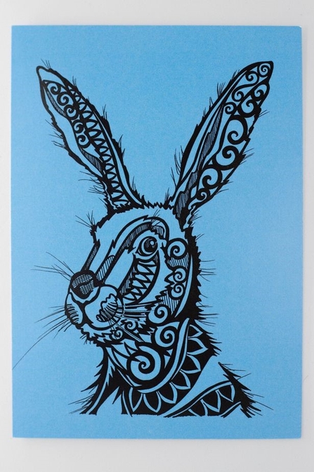 Postcard Show Art, rabbit with patterns
