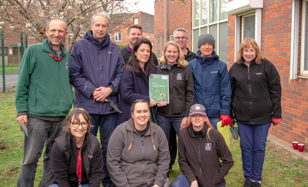 Albumedix and Nottinghamshire Wildlife Trust crocus planting team