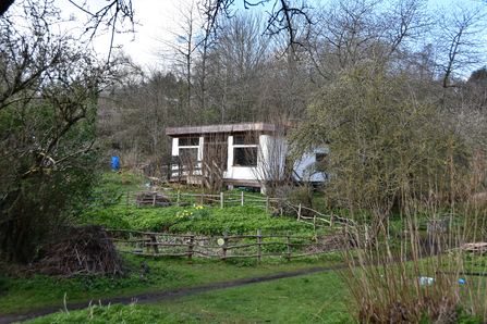 Straw bale building amongst trees