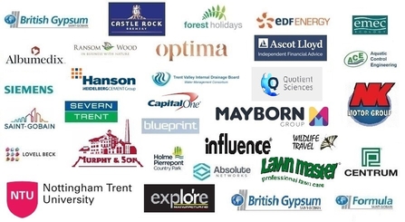 Image with logos for all Nottinghamshire Wildlife Trust's business partners