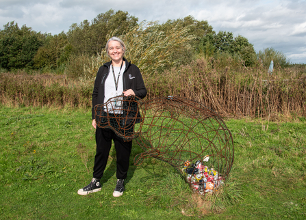 Harri Phillips with a beaver bin at Idle Valley