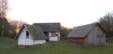 Three traditional anglo-saxon style houses at Skylarks Nature Reserve