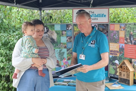Wildlife Trust membership recruiter talking to member of the public