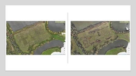 Aerial view of landscape before and after