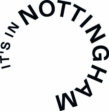 circular black text logo It's in Nottingham