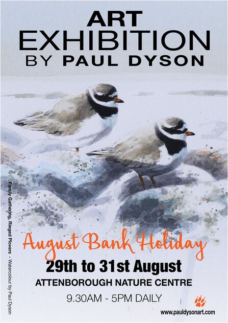Art Exhibition by Paul Dyson, August Bank Holiday 29th to 31st August Attenborough Nature Centre 9-30am to 5pm daily