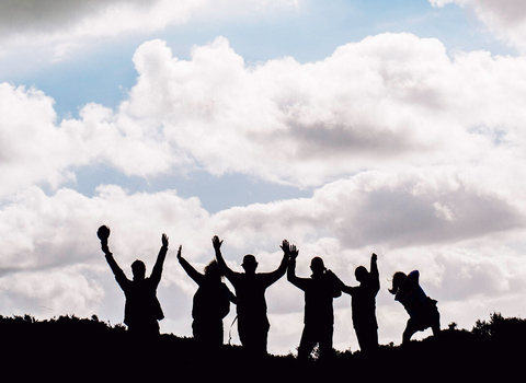 Silhouetted group of people