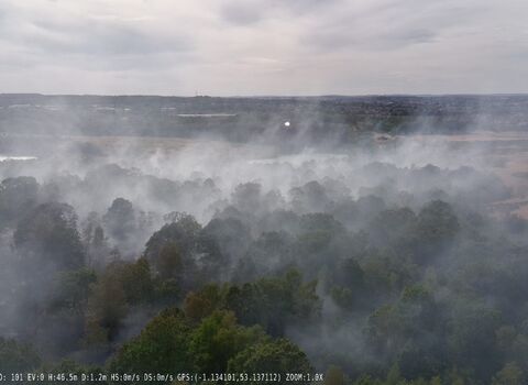 Smoking heathland after a wildfire